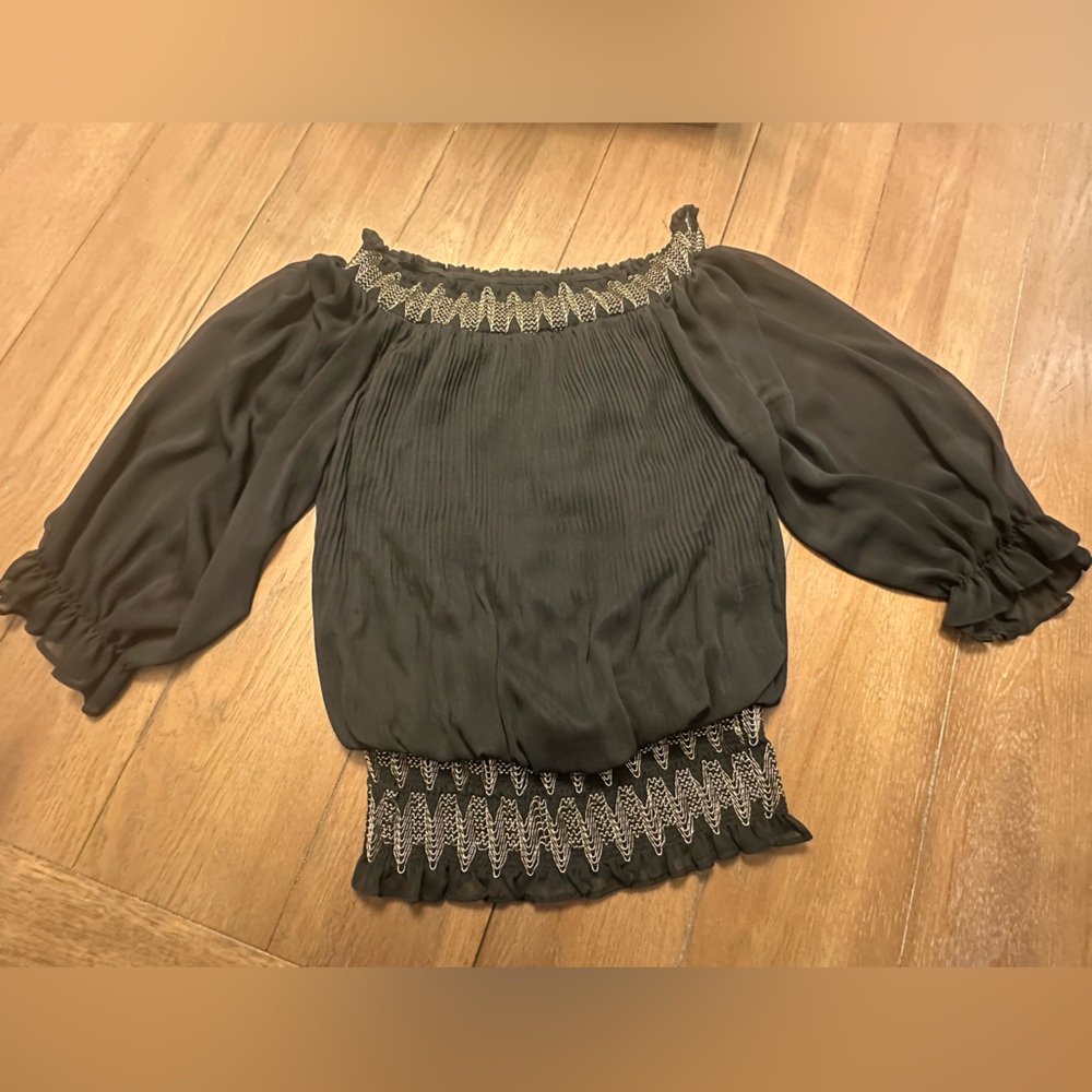 XOXO Black Smocked Blouse Relaxed Fit